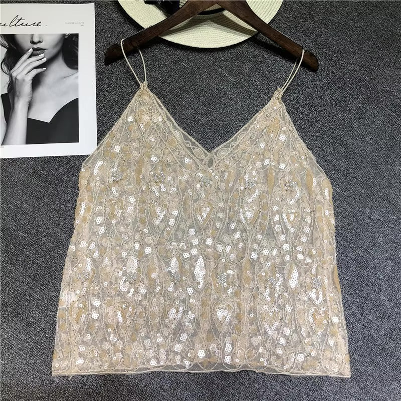Beaded Mesh Top