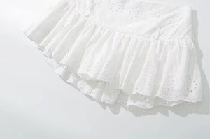 White Embroidered Mini Skirt
