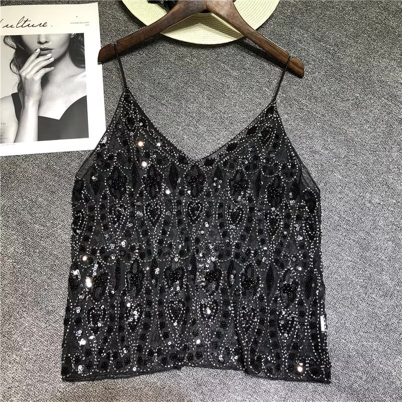 Beaded Mesh Top