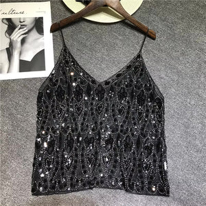 Beaded Mesh Top