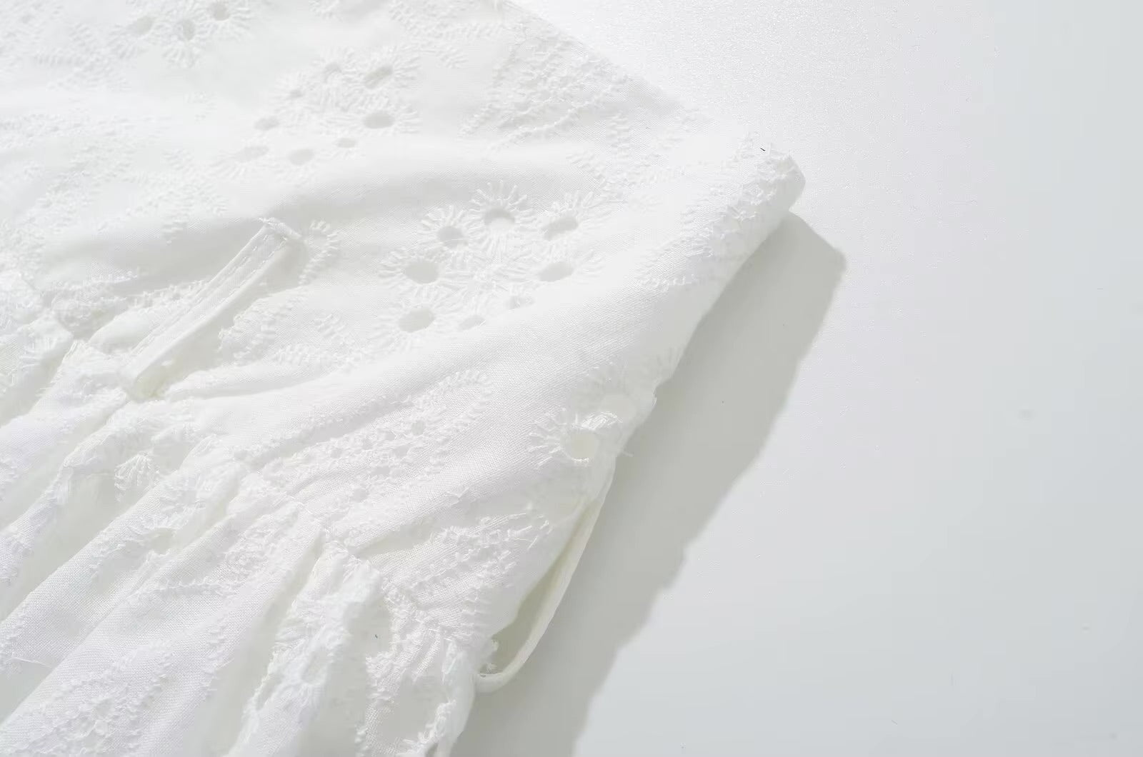 White Embroidered Mini Skirt