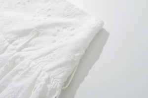 White Embroidered Mini Skirt