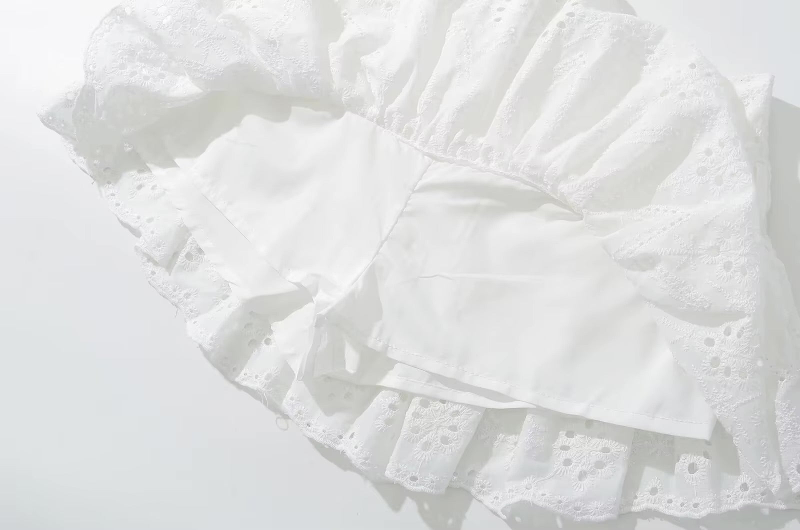 White Embroidered Mini Skirt