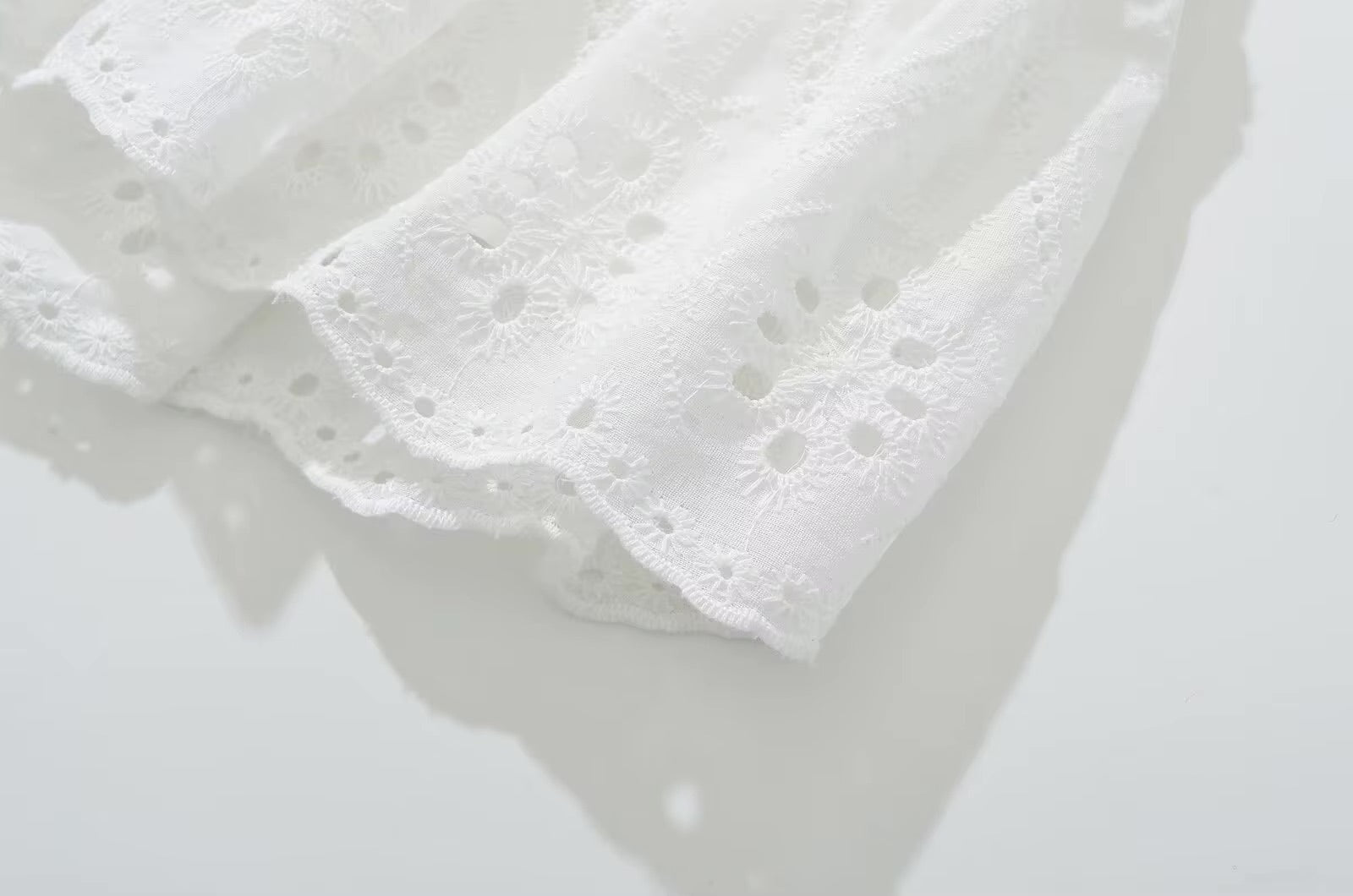 White Embroidered Mini Skirt