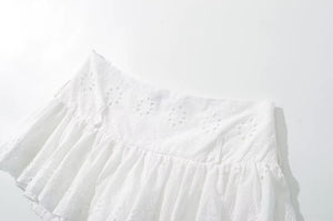 White Embroidered Mini Skirt