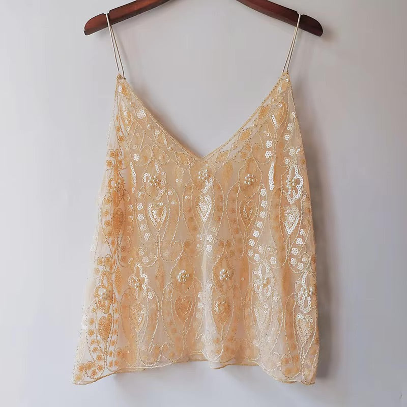 Beaded Mesh Top