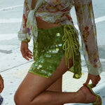 Load image into Gallery viewer, Sequin Tie Up Mini Skirt
